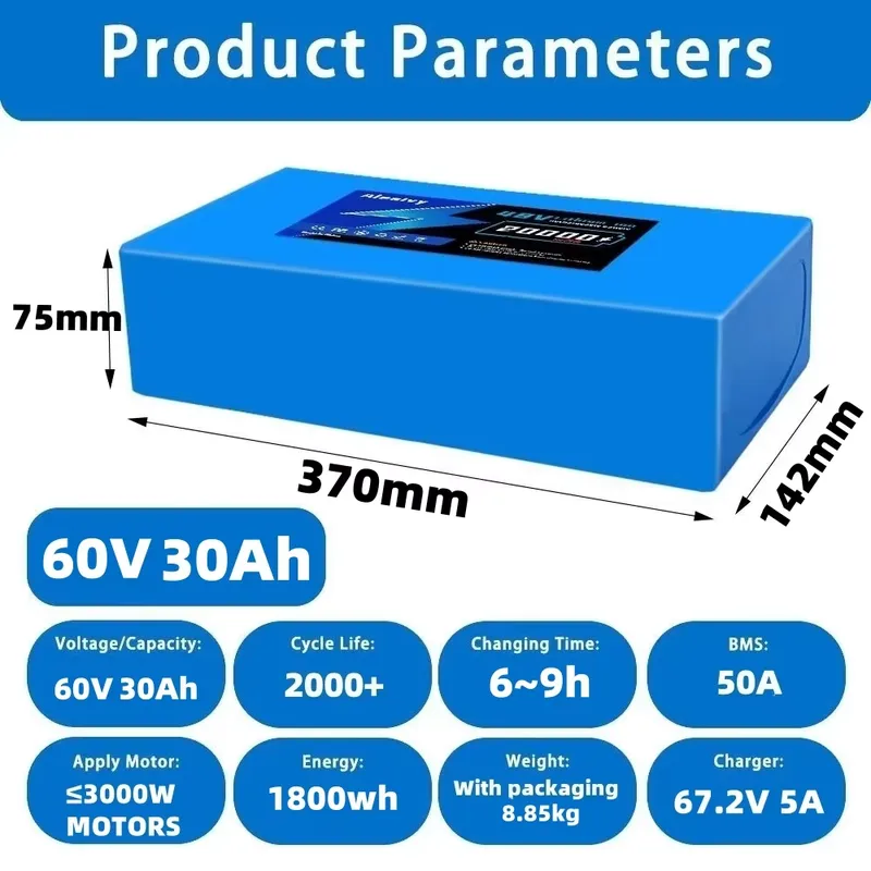   Pacco batteria al litio 2170 - 60V 30Ah 21700 Battery Pack recensione e prezzo